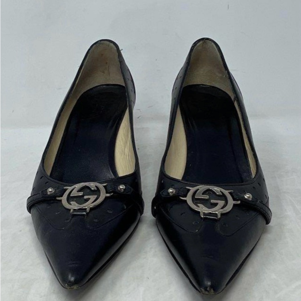 Gucci Black Heels with Silver Embellishment